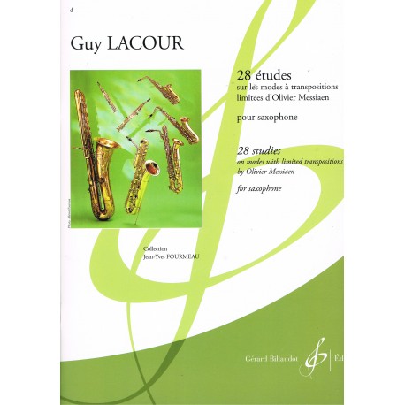 Lacour, Guy. 28 Estudios de Modos con Transposiciones de Messiaen (Saxo)