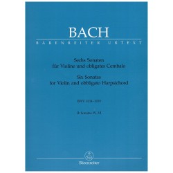 Bach, J.S. Six Sonatas for Violin and Obbligato Harpsichord Vol.2 (4-6). Score + Parts