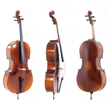 GEWA Con montaje, incluye funda, arco de Massaranduba, cuerdas Crown Cello Allegro-VC1 4/4