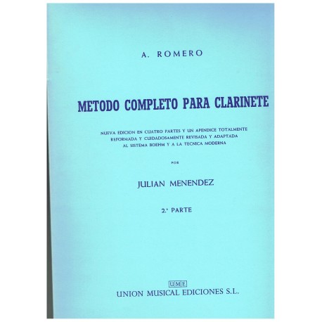 Romero, A. Método Completo para Clarinete Vol.2. UME