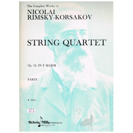 Rimsky-Korsakov. Cuarteto de Cuerda Op.12 en FA Mayor (Partes). Belwin Mills