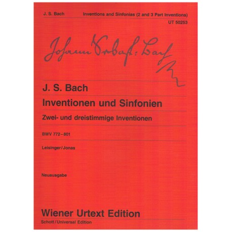 Bach, J.S. Invenciones y Sinfonías a 2 y 3 Voces BWV 772-801 (Piano). Wiener Urtext