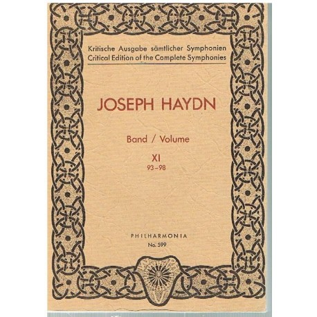 Haydn, Joseph. Sinfonías Vol.11 (93-98) (Full Score Bolsillo). Philarmonia