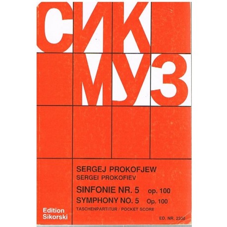 Prokofieff, Sergei. Sinfonía Nº5 Op.100 (Full Score Bolsillo). Sikorski