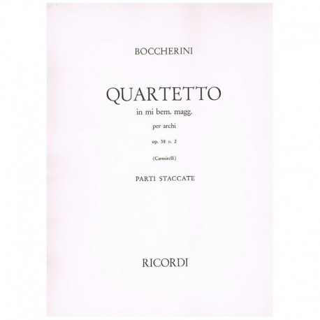 Boccherini. Cuarteto en MIb Mayor Op.58 Nº2 (2 Violines, Viola, Cello). Ricordi