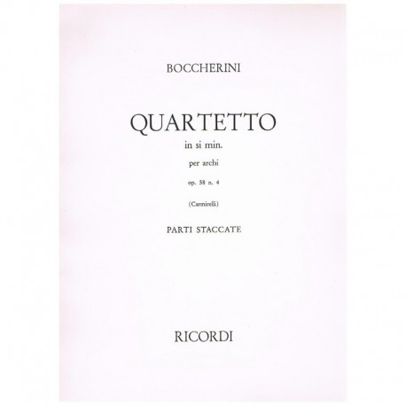 Boccherini. Cuarteto en SI Menor Op.58 Nº4 (2 Violines, Viola, Cello). Ricordi