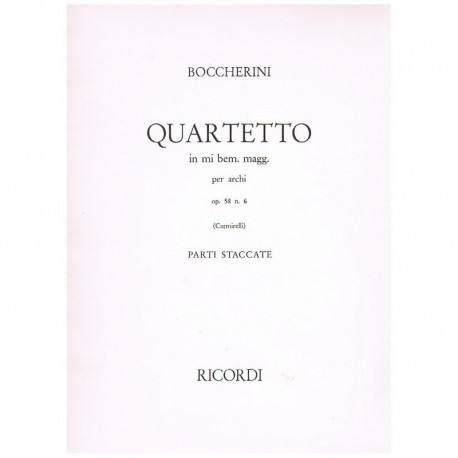 Boccherini. Cuarteto en MIb Mayor Op.58 Nº6 (2 Violines, Viola, Cello). Ricordi
