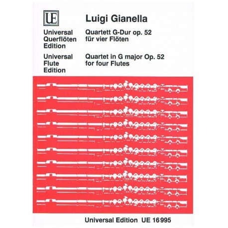 Gianella, Luigi. Cuarteto Sol Mayor Op.52 (4 Flautas). Universal Edition