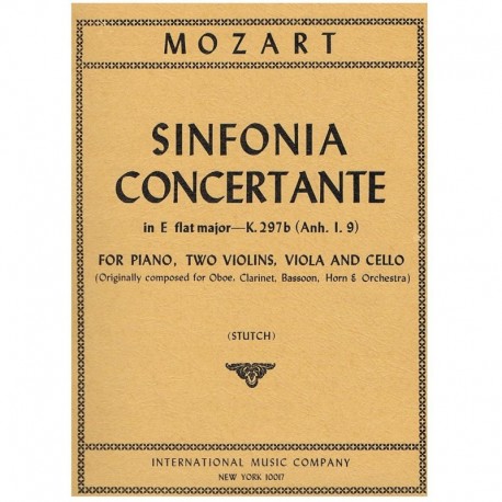 Mozart. Sinfonía Concertante K.297b en MIb Mayor (2 Violines, Viola, Cello y Piano) Guión y Partes. IMC