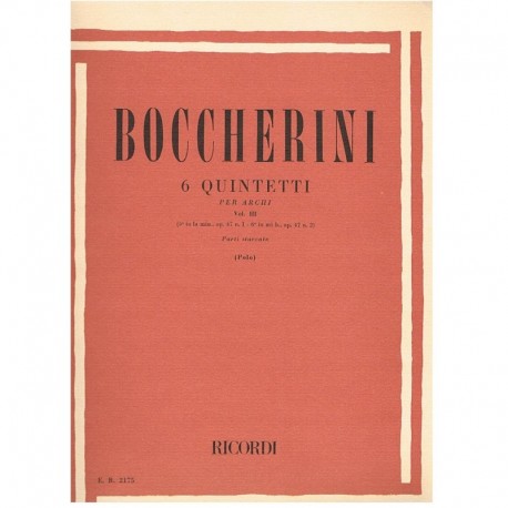 Boccherini. 6 Quintetos Vol.3 Op.47 Nº1/2 (2 Violines, 2 Violas, Violoncello). Ricordi