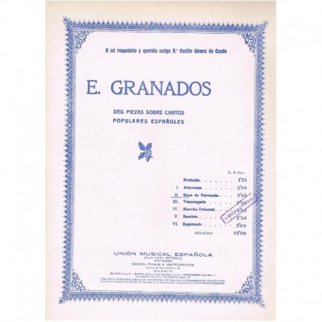 Granados, Enrique. Ecos de Parranda (Piano). UME